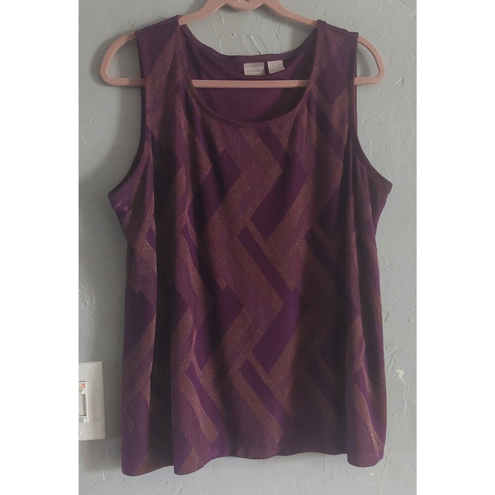 Chico's Travelers Sleeveless Tank Top. Features a bold deep purple Size XL.